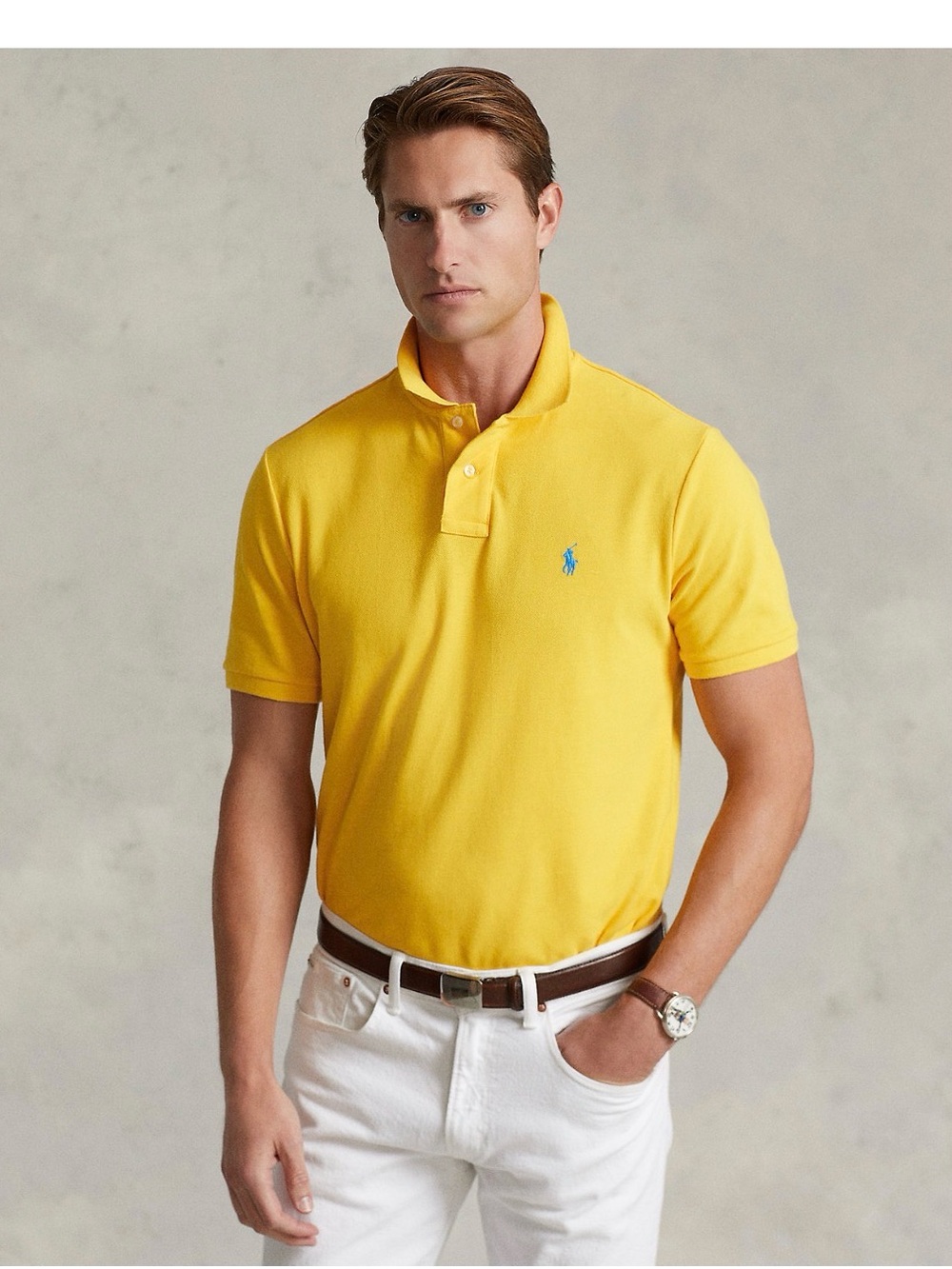 Ralph Lauren Bright Yellow Polo with Sky Blue Signature Pony - Picture 3 of 8